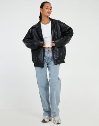 Sophia | Oversized damesjas van PU-leer Zwart