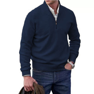 Sten | Gebreide trui met ritssluiting Marineblauw