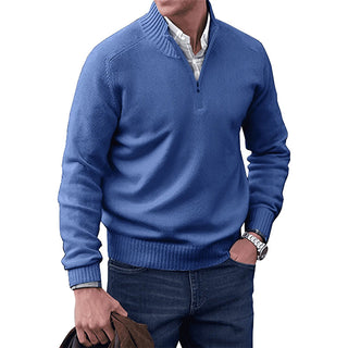 Sten | Gebreide trui met ritssluiting Blauw