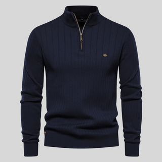 Steven | Trui met halve rits Donkerblauw