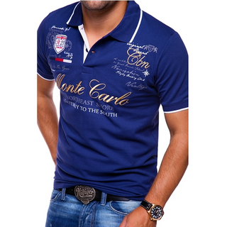 Stijlvol, nauwsluitend poloshirt voor heren, gemaakt van katoen, met korte mouwen. marineblauw
