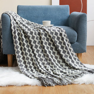 Stijlvol gebreid bankkleed – Scandinavische elegantie en comfort Wit & Grijs