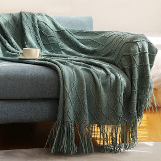 Stijlvol gebreid bankkleed – Scandinavische elegantie en comfort Groen