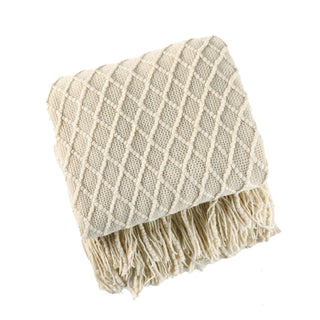Stijlvol gebreid bankkleed – Scandinavische elegantie en comfort Crème