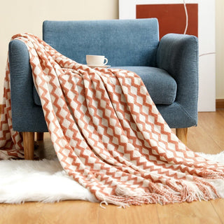 Stijlvol gebreid bankkleed – Scandinavische elegantie en comfort Wit & Rood