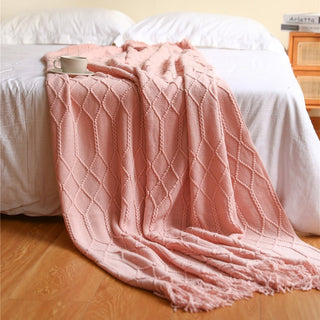 Stijlvol gebreid bankkleed – Scandinavische elegantie en comfort Perzik