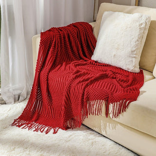 Stijlvol gebreid bankkleed – Scandinavische elegantie en comfort Rood