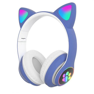 Kattenoortjes Bluetooth Koptelefoon met Verlicht LED-Design Blauw