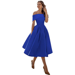 Strapless satijnen feestjurk: casual elegantie satijn saffierblauw