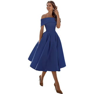 Strapless satijnen feestjurk: casual elegantie satijn marineblauw