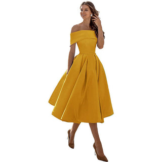 Strapless satijnen feestjurk: casual elegantie satijn geel