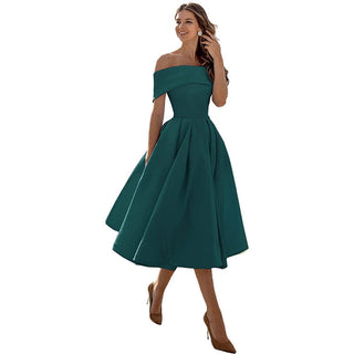 Strapless satijnen feestjurk: casual elegantie satijn donkergroen