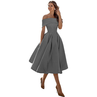 Strapless satijnen feestjurk: casual elegantie satijn grijs