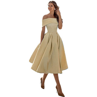 Strapless satijnen feestjurk: casual elegantie satijn khaki