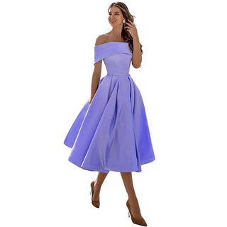 Strapless satijnen feestjurk: casual elegantie satijn lavendel