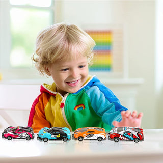 Kinder Stuntauto's Set - Dubbelzijdige Flip Racewagens, Frictie-Aangedreven Voertuigen voor Eindeloos Speelplezier, Cadeau voor Jongens & Meisjes
