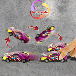 Kinder Stuntauto's Set - Dubbelzijdige Flip Racewagens, Frictie-Aangedreven Voertuigen voor Eindeloos Speelplezier, Cadeau voor Jongens & Meisjes