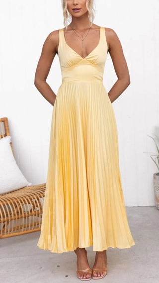 Mandy Dames Geplooide Maxi-jurk met V-hals
