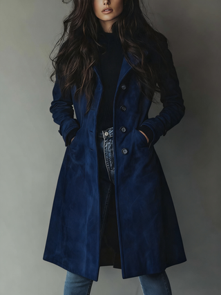 Teresa | Klassieke trenchcoat in een vintage look donkerblauw