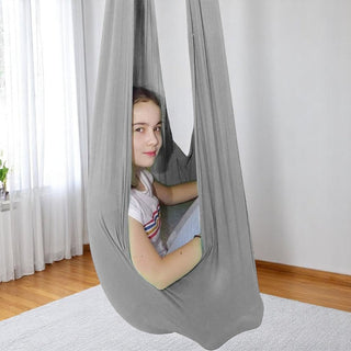 TherapySwing – Sensorische schommel voor kinderen en mensen met speciale behoeften, gemaakt van elastische stof. Grijs