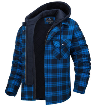 Tommy | Geruit Flanellen Jack met Capuchon Zwart Blauw
