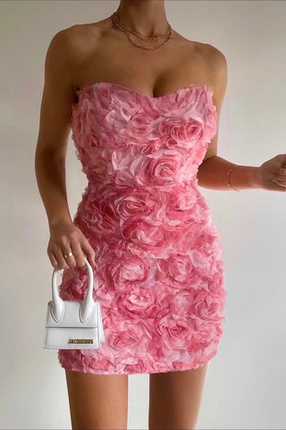 Flora | Dames Jurk – Strapless Design, Kleurrijk Bloemmotief & Elegante Zomer-Silhouet