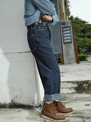 Unisex Denim Overalls van 100 Procent Katoen met Gestreept Ontwerp voor Casual Stijl en Comfortabele Pasvorm