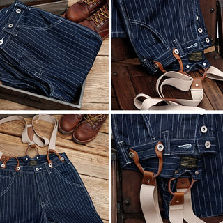 Unisex Denim Overalls van 100 Procent Katoen met Gestreept Ontwerp voor Casual Stijl en Comfortabele Pasvorm