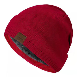 Unisex Wintermutsen Effen Gebreide Mannen En Vrouwen Buiten Bontvoering Rood 54cm-60cm