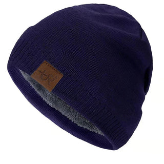 Unisex Wintermutsen Effen Gebreide Mannen En Vrouwen Buiten Bontvoering Marineblauw 54cm-60cm