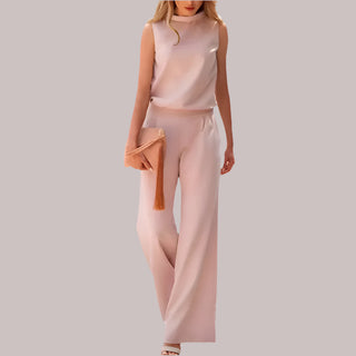 Dames Zijde Jumpsuit Zijde Mouwloze Top Wijde Pijpen