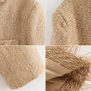 Dames Korte Tweed Overgangsjas Elegant voor de Lente