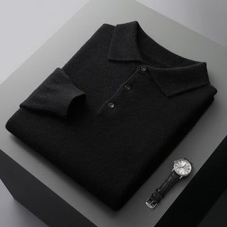 Vincenzo | Klassieke Gebreide Polo Zwart