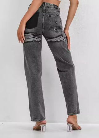 Fenna | Dames Ripped Jeans Hoge Taille Vintage Rechte Denim