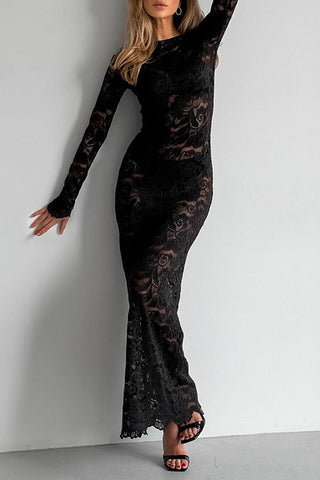 Bonera | Dames Maxi-jurk – Elegant Kant, Transparant Design & Luxueuze Uitstraling