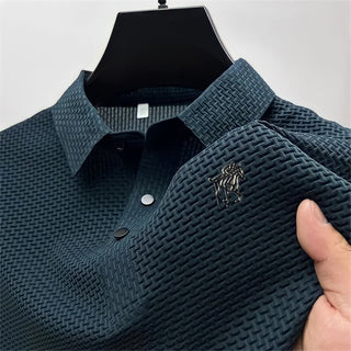 Heren Poloshirt Slim Fit Katoen Casual en Formeel Diepblauw