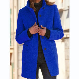 Dames Winterjas Wintermantel | Lang Met Knopen en Zakken Blauw