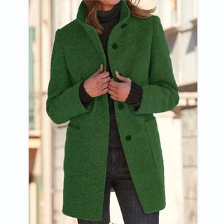 Dames Winterjas Wintermantel | Lang Met Knopen en Zakken Groen