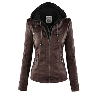 ELYSSI Leren Jas Dames met Capuchon van PU-Leer Bruin