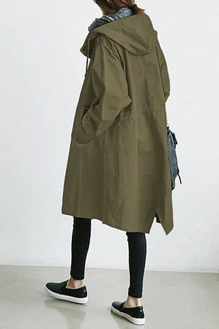 Drune | Dames Lange Trenchcoat met Capuchon