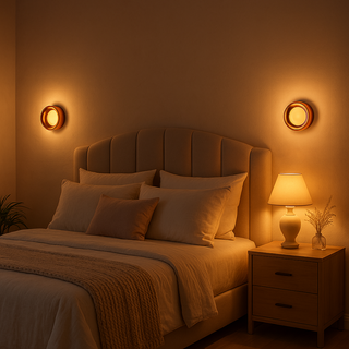 Wandlamp met kuiltjes, zacht licht en gewatteerd patroon, sfeervolle uitstraling.