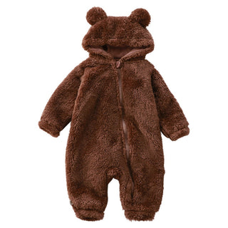Warme en schattige berenjumpsuit voor baby's Bruin