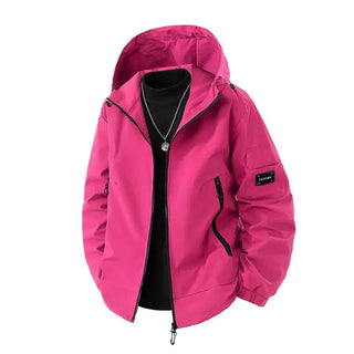 Warme ski-jas met capuchon voor heren, geschikt voor skiën en wandelen. Roze