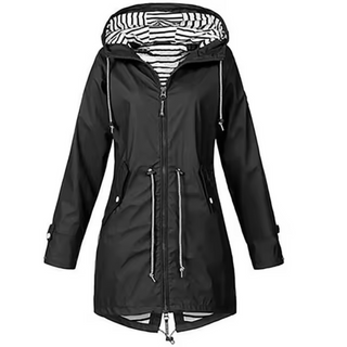 Waterdichte regenjas met capuchon, unisex, lichtgewicht. zwart
