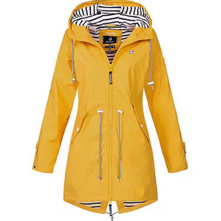 Waterdichte regenjas met capuchon, unisex, lichtgewicht. geel