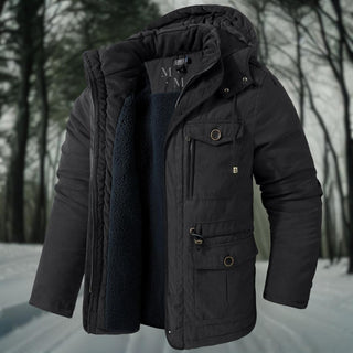 Waterdichte winterjas voor heren met thermische bescherming. zwart