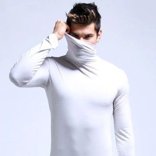 Thermo Heren Top | Strak Ondershirt Met Lange Kraag Wit