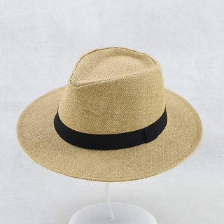 Witte vilten fedora met zwarte band, one size fits all Kaki