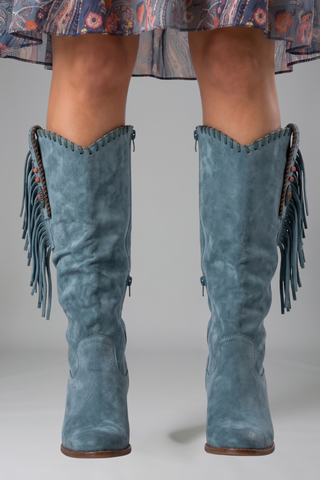 Dames Orthopedische Laarzen met Blokhak voor de Herfst Blauw
