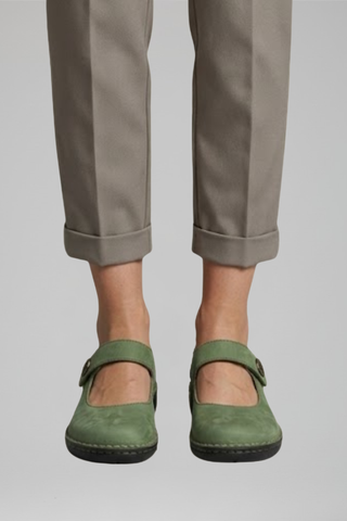 Dames Orthopedische Mary Jane Flats met Bandjesluiting voor Dagelijks Gebruik Groen